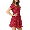 thumbnail image 4 of INSPIRE CHIC Robe de Bal Ligne A à Encolure Carrée Imprimée à Manches Courtes pour Femme G Cœur Rouge, 4 of 8