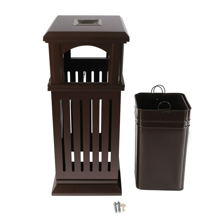 Commercial Trash Can Restaurant Outdoor Large Garbage Waste Recycle Bin 40L Brown Garbage Can