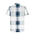 thumbnail image 4 of Handshe Mens Button Up Shirts Short Sleeve Plaid Printed Lapel Dress Shirt Vintage Classic Bowling T-Shirts, 4 of 5