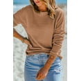 thumbnail image 4 of Women's Khaki Waffle Knit Drop Shoulder Long Sleeve Top - [ZhiHiMeRi] | (US 4-6)S, 4 of 12