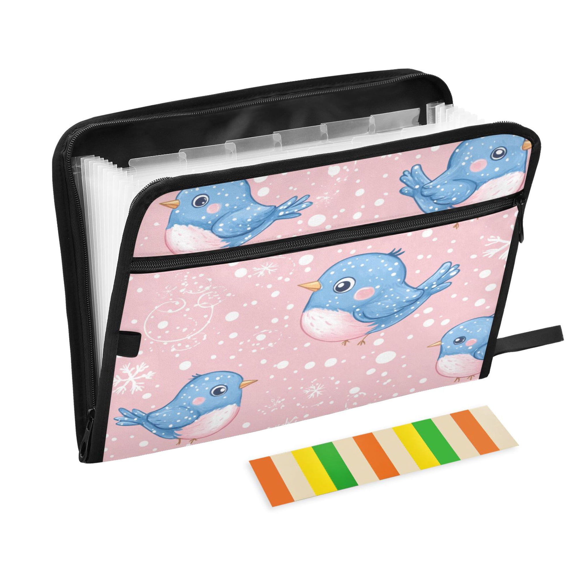 DIXRUYEE Organ Folders Expanding Folder with Color Label 13 Pocket Whimsical Winter Blues Printed