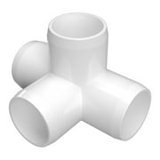 FORMUFIT F0344WT-WH-8 4-Way Tee PVC Fitting, Furniture Grade, 3/4" Size, White, 8-Pack