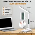 thumbnail image 2 of Lampara de Escritorio Led, Lampara con Cargador Inalambrico y Puerto de Carga USB, Botones Táctil, Iluminación de 5 Niveles Ajustables, Lámpara de Mesa con de Reloj y Pantalla Fecha (Blanco), 2 of 7