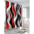 thumbnail image 3 of Shower Curtains Abstract Red Grey Black Striped Bath Curtain Modern Art Waterproof Bathroom Shower Curtain Set with Hooks Decoration 72 x 84 Inches, 3 of 7