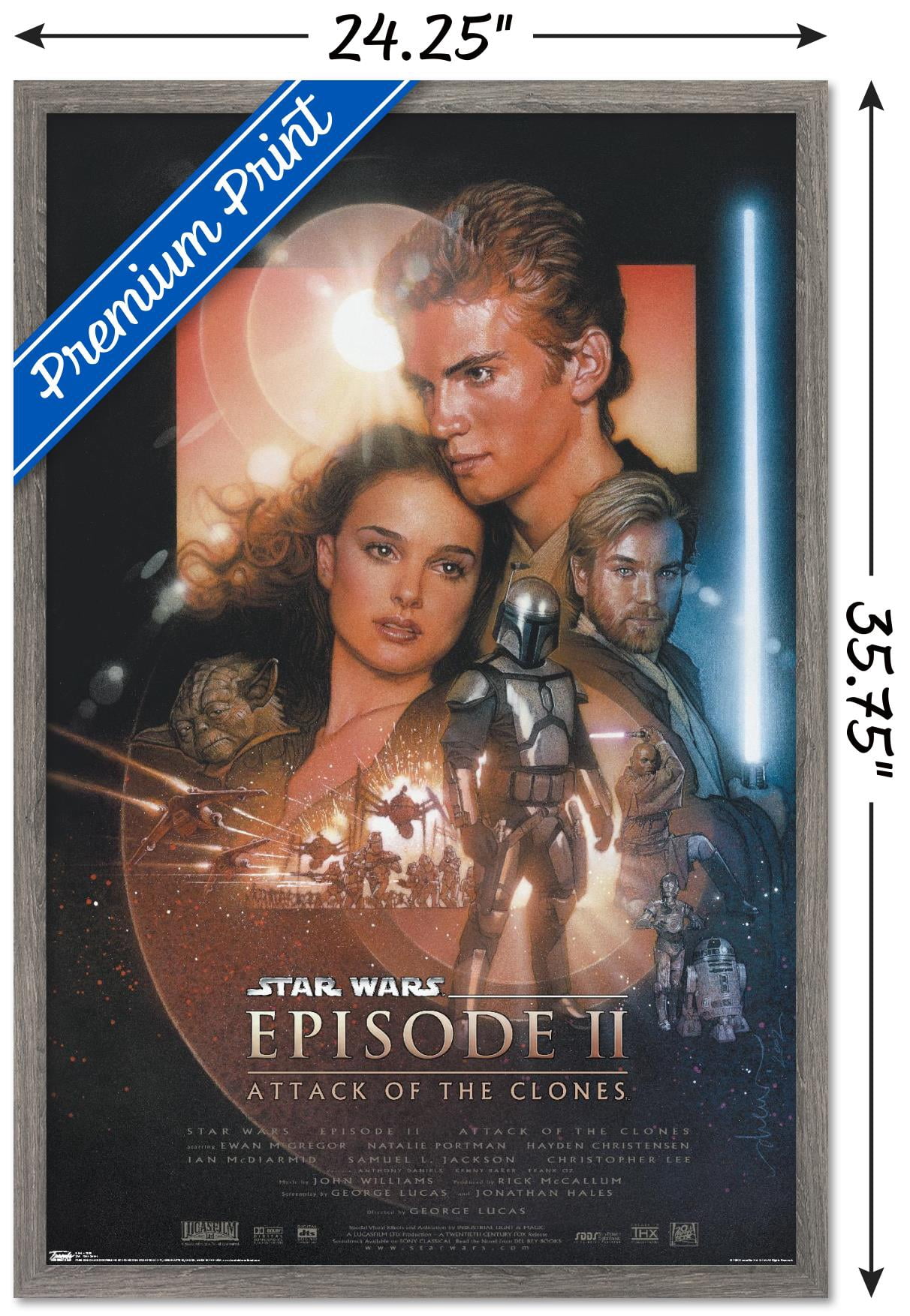 Star Wars: Attack Of The Clones - One Sheet Wall Poster, 22.375" x 34", Framed