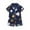 Navy, variant on Rhuody Outfits For Girls 6-12 Months Lapel Floral Print Pajamas Short Sleeve Toddler Tops Shorts 2 Pieces Sleepwear Retro Girl Clothes Black