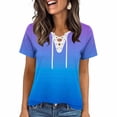 thumbnail image 2 of Favoffer Womens Printed Blouses V Neck Tie Front Short Sleeve Loose Fit Casual Tops Light Shirts for Holiday Dating Shopping Street, 2 of 5