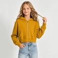 thumbnail image 2 of Gubotare Girls Zip Up Hoodies Cropped Sweatshirt Lightweight Hooded Fall Jacket Teen Girl Back to School Outfits 5-14 Years (Orange, 9-10 Years), 2 of 5