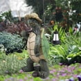 thumbnail image 2 of Jardín Estatua Patio Patio Tortuga Linterna Escultura Animal Estatuil kusrkot Figurilla de estatua de césped, 2 of 8