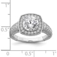 thumbnail image 6 of Sterling Silver Rhodium-Plated 8mm Center Cz Halo Ring (Size 6) Made In China qr6943-6, 6 of 6