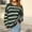 01 Army Green, variant on Weiqiqre Womens Sweater Striped Color Block Short Sweater Long Sleeve Crew Neck Casual Loose Knit Pullover Tops