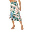 thumbnail image 5 of INSPIRE CHIC Valentine's Day Women's Chiffon Skirts Elastic Waist Ruffle Tiered Floral Flowy Midi Skirts L White Pink-Floral, 5 of 7