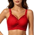 thumbnail image 3 of DDAPJ pyju Women's Floral Lace Push Up Bra No Underwire Seamless Supportive Bras Full Coverage T-Shirt Bralette Comfortable Everyday Bras Red 36, 3 of 6