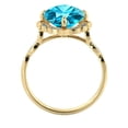 thumbnail image 7 of 14K Yellow Gold 3.25 ctw Blue Topaz Ring with Diamonds Flower Leaves Halo, 7 of 7