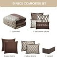 thumbnail image 3 of Nanshing Donovan 10PC Geometric Luxury Comforter Set, Brown, Queen, 3 of 6