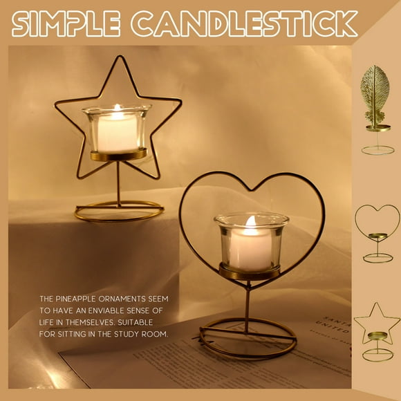 Sentmoon Candle Holders for Table Centerpiece Valentines Day Home Decor Geometric Iron Light Candle Candlestick Lantern Indoor Decor for Weddings & Events