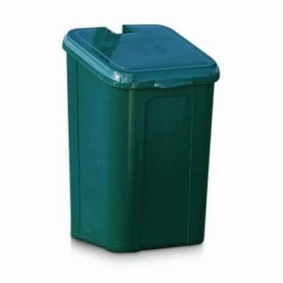 Poly Trash Can with Lid, Forest Green