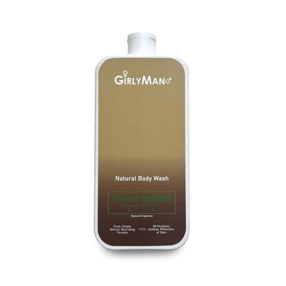 GirlyMan Natural Body Wash – Hecho con aceite de oliva y extracto de aloe, sin fragancia artificial, pH equilibrado, fórmula suave, ingredientes nutritivos, propiedad familiar (árbol de té de romero)