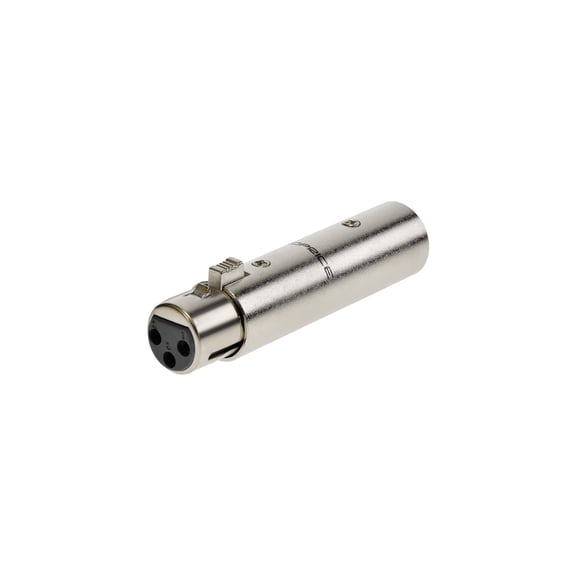Monoprice 3-Pin Male to 5-Pin Female DMX Converter - Silver | Anodized Aluminum Adapter With Lock Release Button