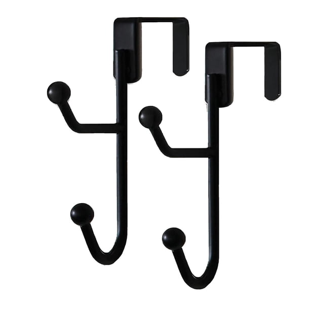 Paquete de 2 ganchos para colgar sobre la puerta, gancho doble de Metal resistente para colgar abrigos, sombreros y batas