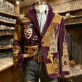 thumbnail image 5 of ZHOGXU Men's Corduroy Blazers Long Sleeve Lapel Printed Comfortable Fashion Suit Jacket Top For Stage Performance And Party,Purple,L, 5 of 5