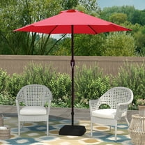 Abble 7.5ft Patio Umbrella with Crank Handle Outdoor Market Umbrella with 6 Sturdy Umbrella Ribs Waterproof for Garden Deck Backyard Pool, Red