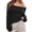 Black, variant on Fall Winter Womens Top Oversized Batwing Boat Neck Knit Casual Pullover Off Shoulder Sweater