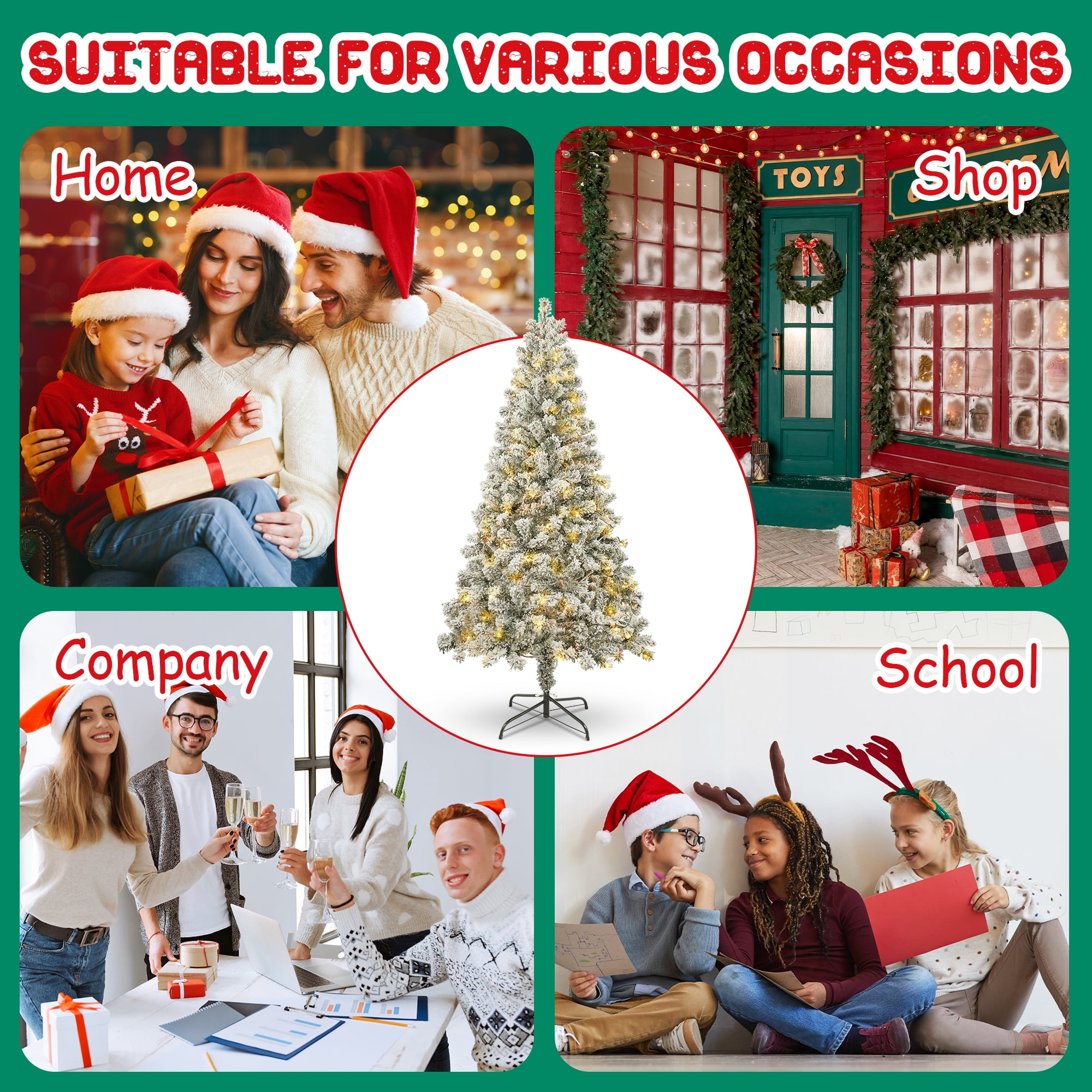 7.5FT Prelit Blue Christmas Tree, Full Xmas Pine Tree with 1300 Branch Tips 400 Cold Warm Light for Holiday Indoor Outdoor Decoration