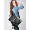 Vintage Style Backpack Faux Leather Backpack School Bags Casual Daypack for Women Girls(Black