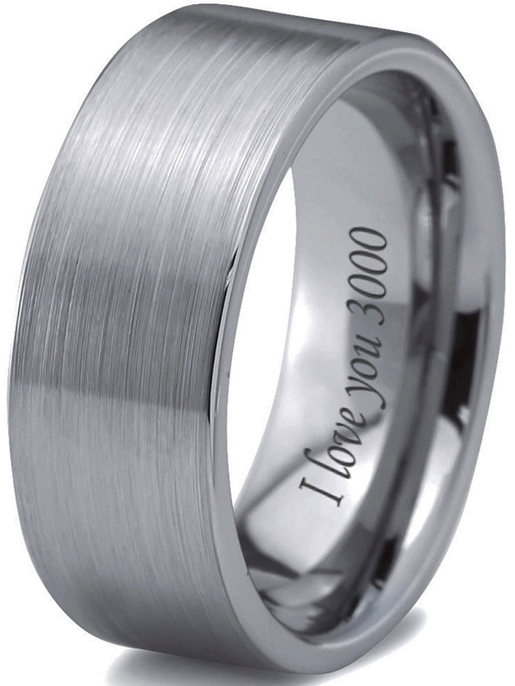 8mm Animal Horse Print Ring Engraved Flat Tungsten Ring
