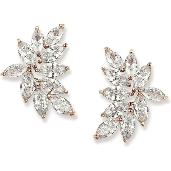 Tilga Bridal Wedding Earrings for Brides Bridesmaid, Marquise Cubic Zirconia Rhinestone Cluster Earrings for Women, Prom