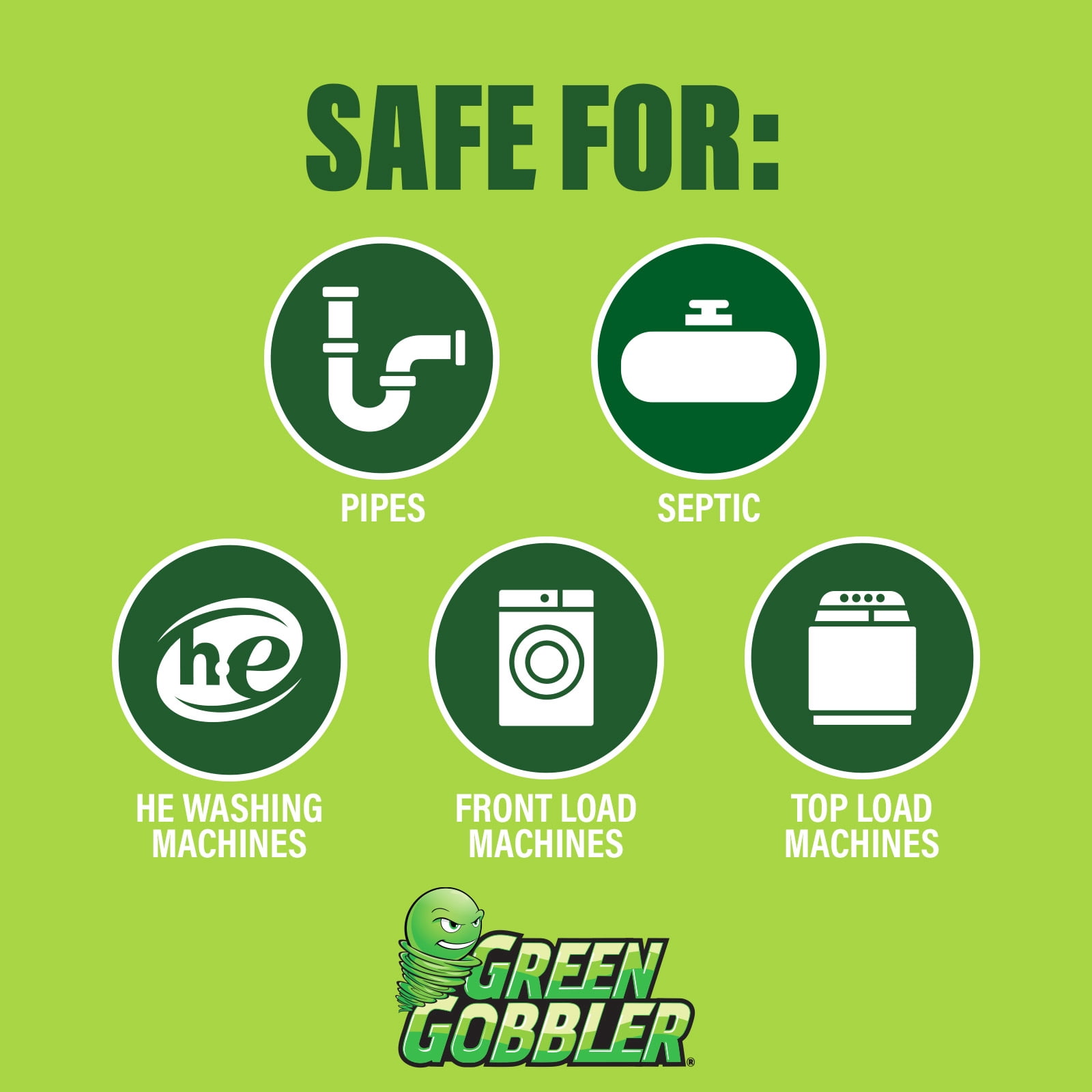 Green Gobbler Washing Machine Cleaner & Pipe Build Up Remover Tablets - Deep Cleans Washing Machines & Prevents Build-Up in Pipes