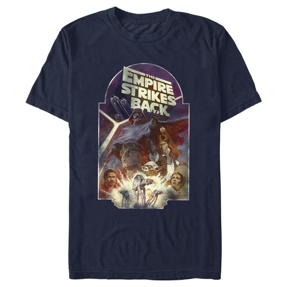 Men's Star Wars: The Empire Strikes Back Distressed Cast Poster Graphic Tee Navy Blue X Large