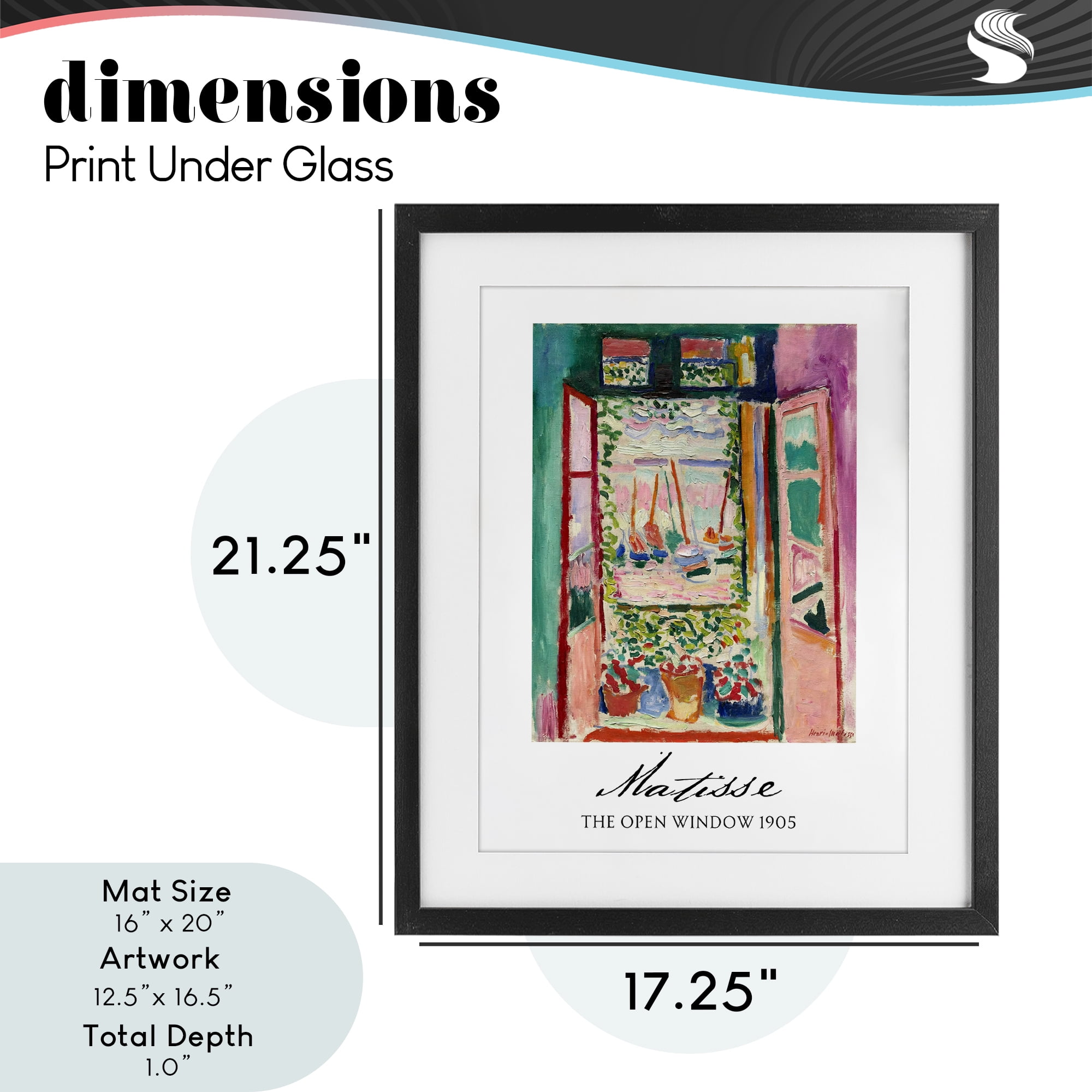 The Open Window Matisse Black Framed Print Under Glass, design by Vintage Hustle