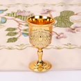 thumbnail image 5 of Metal Wine Goblet, Carving Pattern Handmade Cup Bar Dinners Parties Decor Gold Gold, 5 of 6