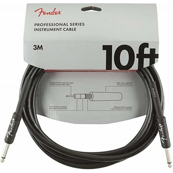 Fender Instrument Cable Guitar Professional Series 10 ft (3m) Straight Black