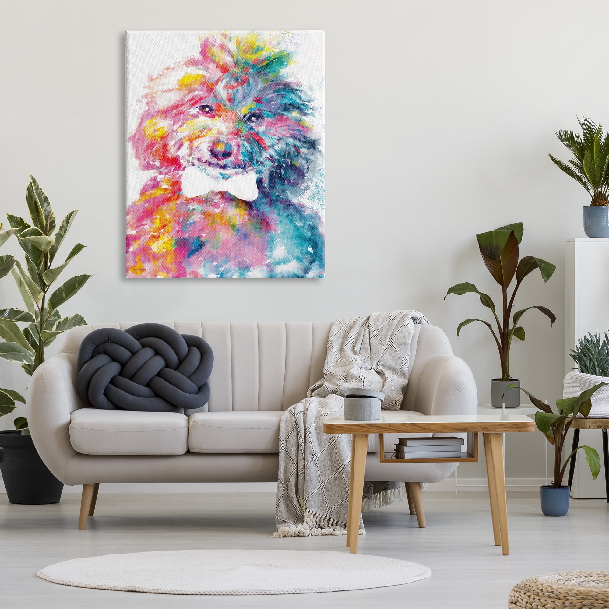Stupell Industries Modern Dog with Bowtie Animals & Insects Painting Gallery Wrapped Canvas Print Wall Art, 36 x 48