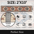 thumbnail image 3 of Runner Rugs for Hallway, 2x10 Washable Soft Non Slip Floor Rugs for Kitchen, Modern Mat for Living Room Bedroom Entryway Red & Brown, 3 of 7