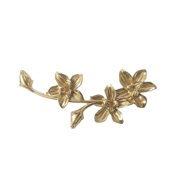 Elegant Brass Flower-Shaped Double Hole Drawer Cabinet Handle,Decorative Furniture Hardware for Home