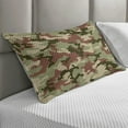 thumbnail image 2 of Camo Quilted Pillowcover, Illustrated Green Camouflage in Forest Colors Hunter Theme, Standard King Size Accent Pillow Cover for Bedroom, 36" x 20", Dark Green Army Green, by Ambesonne, 2 of 2