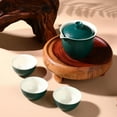 thumbnail image 3 of Porcelain Chinese Gongfu Tea Sets for Adults Portable Kungfu Teapot and Cup Set Small Ceramic Tea Party Set Travel Teaset with Lid for Home Gifting Outdoor and Office (Green), 3 of 8