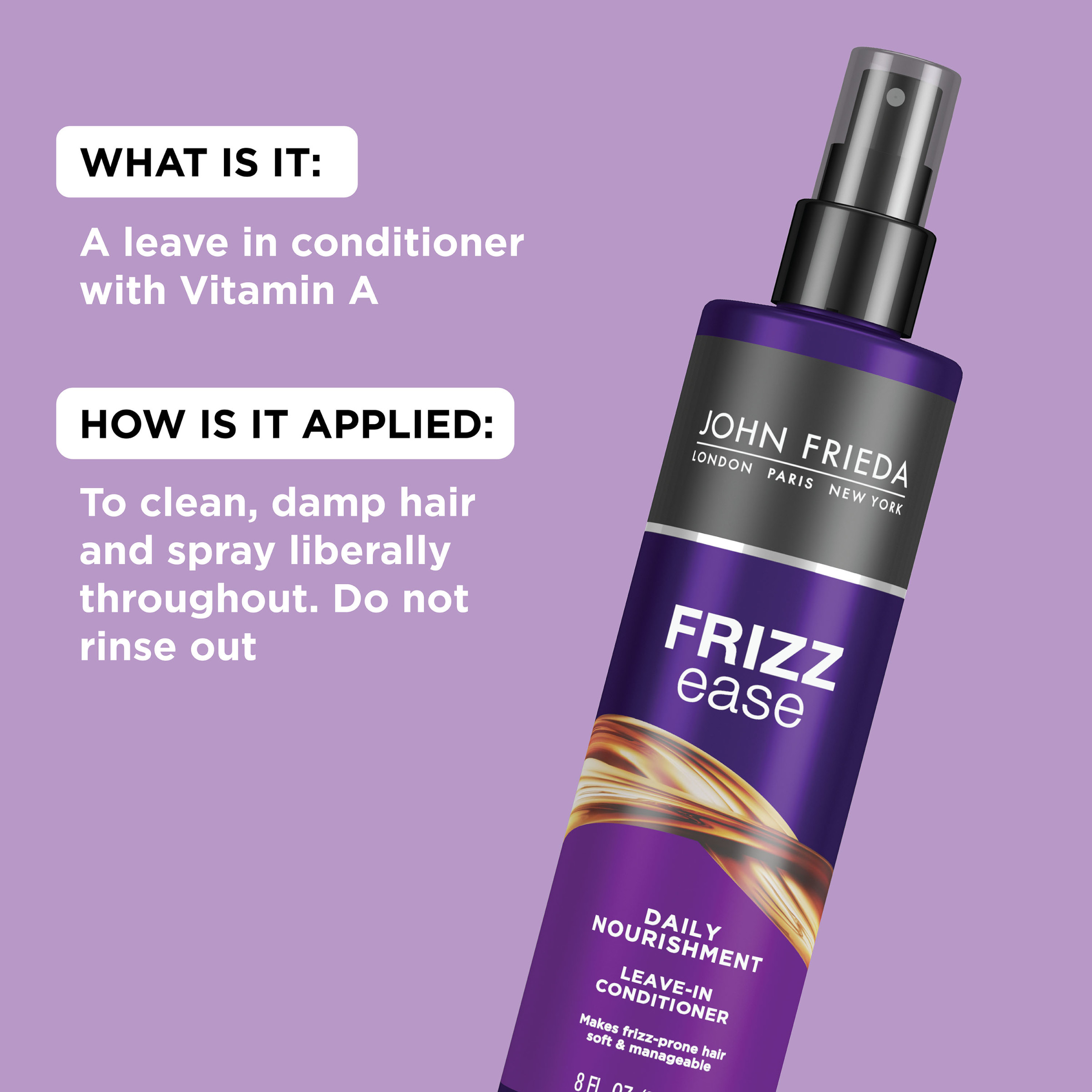 John Frieda Anti Frizz, Frizz Ease Daily Nourishment Leave In Conditioner for Frizzy, Dry Hair, 8 fl oz - image 4 of 10