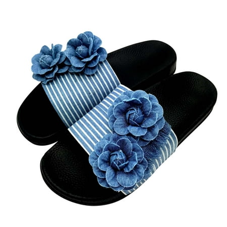 

VerPetridure Summer Sandals for Women 2023 Women s Summer Fashion Craftsmanship Cow Cloth Shoes One-word Flower Slippers