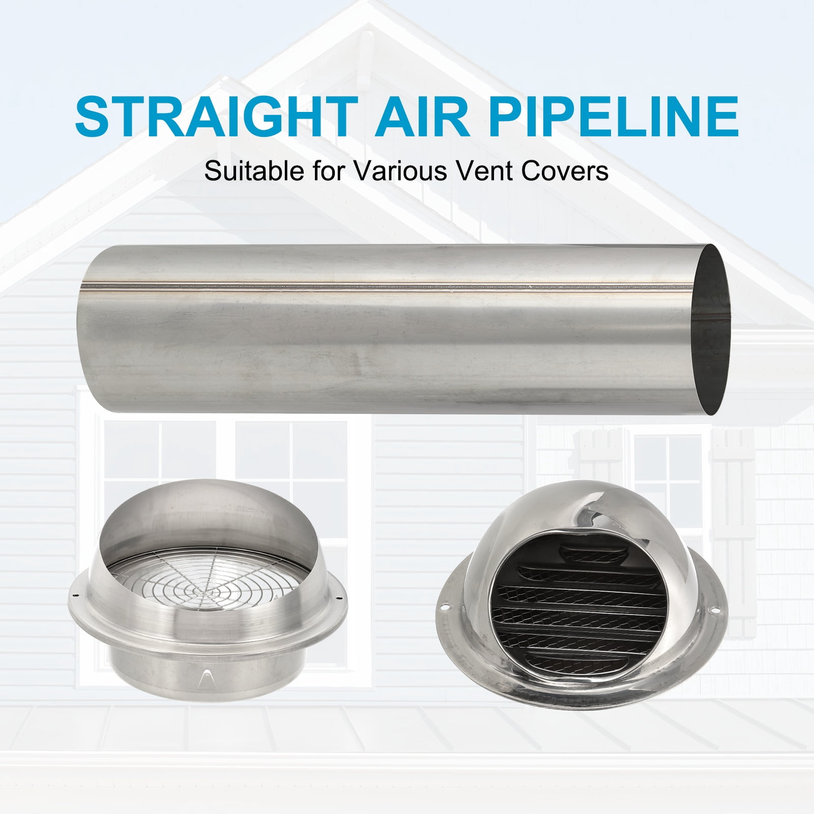 Uxcell 6 Inch Round Straight 15 Inch Long Stainless Steel Duct Exhaust Pipe