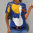 thumbnail image 6 of Sunny Duck Cartoon Womens Tops Women's Fashion Casual Short Sleeve Flower Print Round Neck Pullover Top Blouse, 6 of 6