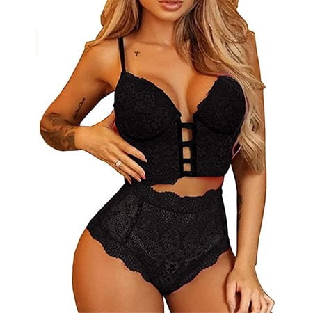 

Babibeauty Women 2 Pcs Sexy Lingerie Set Lace Bra and High-Waisted Panty Set