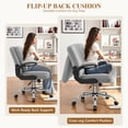 thumbnail image 5 of COOLHUT Criss Cross Chair with Flip-Up Arms and Wheels, Moveable Back Cushion Wide Seat Office Desk Chair, Swivel Cross Legged Chair for Home Office, Study, Vanity, Velvet Fabric, Dark Gray, 5 of 15