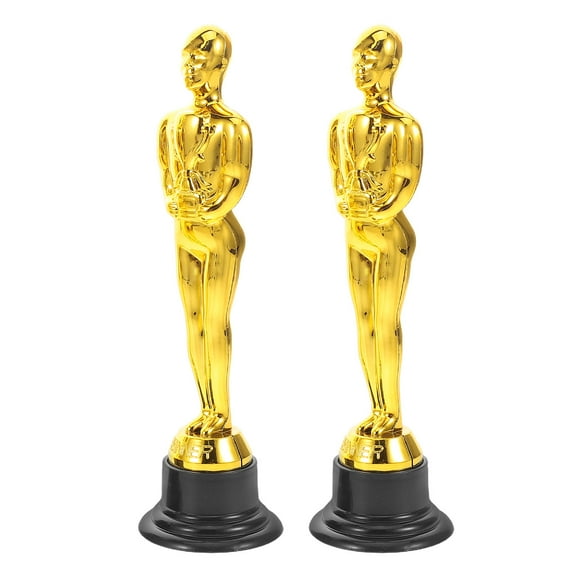 OUNONA 2Pcs Plastic Trophy Golden Decorative Prop For Party Favors And School Activities