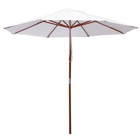 9 Wooden Patio Market Umbrella W Pulley Outdoor Garden Beach 9 Wooden Patio Market Umbrella W Pulley Outdoor Garden Beach Sunshade