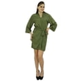 thumbnail image 4 of Bimba Women Short Solid Belt Robe Soft Modal Cotton Wrap Round Plain Bath Robe, 4 of 5